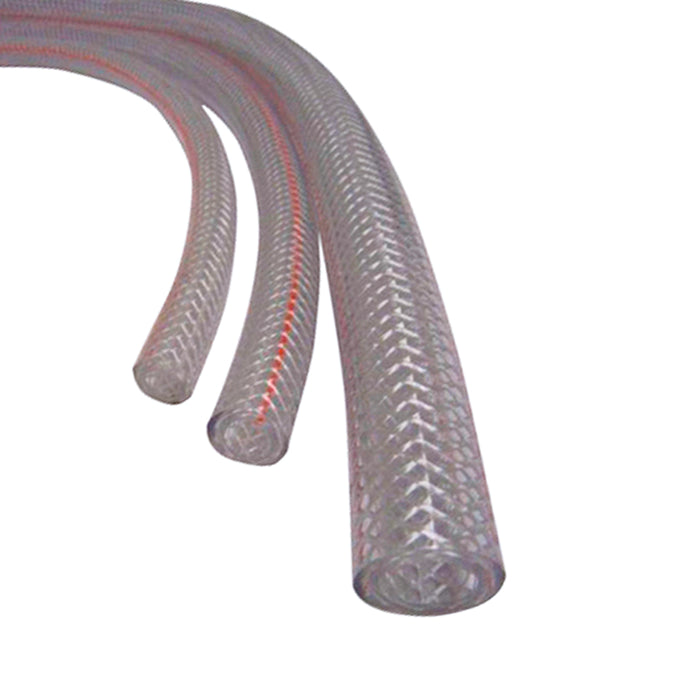 100' Coil, Clear Braided Tubing, 1/4" ID, 7/16" OD